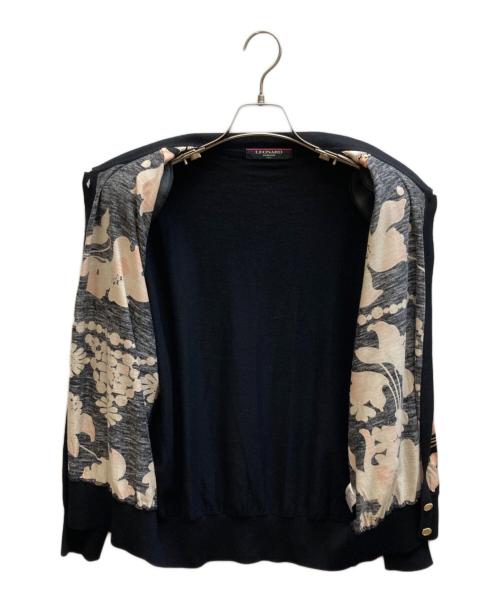 LEONARD（レオナール）LEONARD (レオナール) 花柄カーディガン ブラック サイズ:Lの古着・服飾アイテム