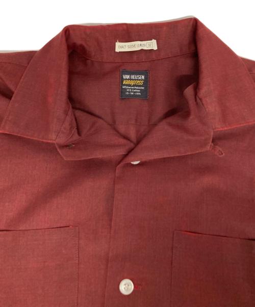 VAN HEUSEN（ヴァンヒューセン/バンヒューゼン）VAN HEUSEN (ヴァンヒューセン/バンヒューゼン) 60‘sオープンカラーシャツ レッド サイズ:Mの古着・服飾アイテム