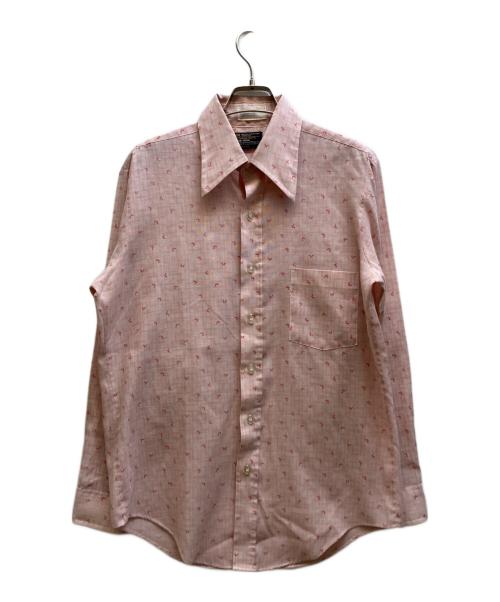 TWON CRAFT（トゥオンクラフト）TWON CRAFT (トゥオンクラフト) 70‘s総柄ポリコットンシャツ ピンク サイズ:15 1/2の古着・服飾アイテム