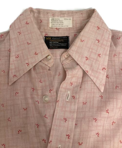 TWON CRAFT（トゥオンクラフト）TWON CRAFT (トゥオンクラフト) 70‘s総柄ポリコットンシャツ ピンク サイズ:15 1/2の古着・服飾アイテム