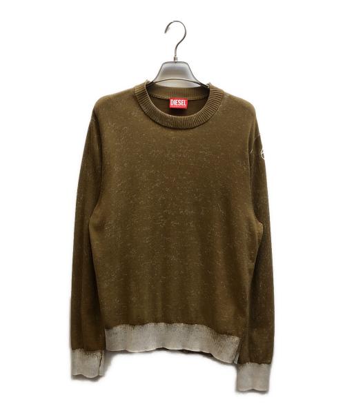 DIESEL（ディーゼル）DIESEL (ディーゼル) コットンクルーネックニット ブラウン サイズ:Mの古着・服飾アイテム