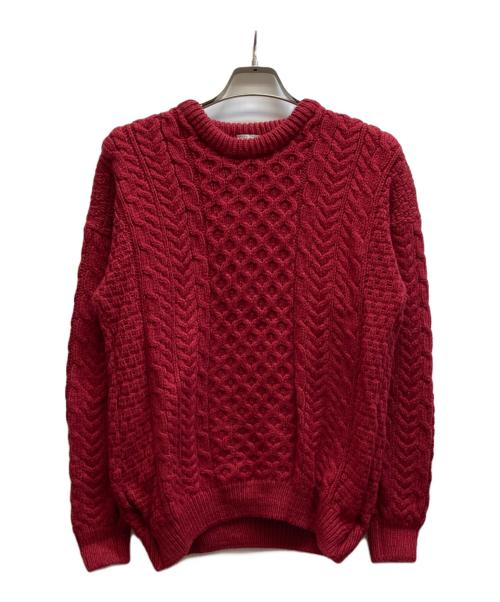 INVERALLAN（インバーアラン）INVERALLAN (インバーアラン) ケーブルウールニット レッド サイズ:Sの古着・服飾アイテム