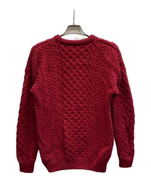 INVERALLAN（インバーアラン）INVERALLAN (インバーアラン) ケーブルウールニット レッド サイズ:Sの古着・服飾アイテム