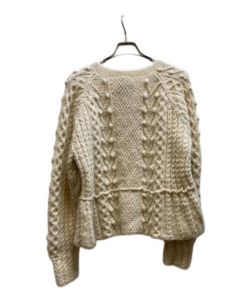 YUNI（ユニ）YUNI (ユニ) ネパールハンドニットペプラムカーディガン アイボリー サイズ:Fの古着・服飾アイテム