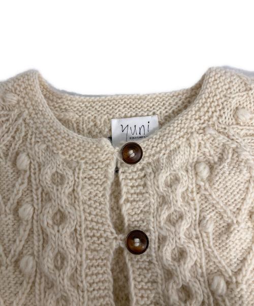 YUNI（ユニ）YUNI (ユニ) ネパールハンドニットペプラムカーディガン アイボリー サイズ:Fの古着・服飾アイテム