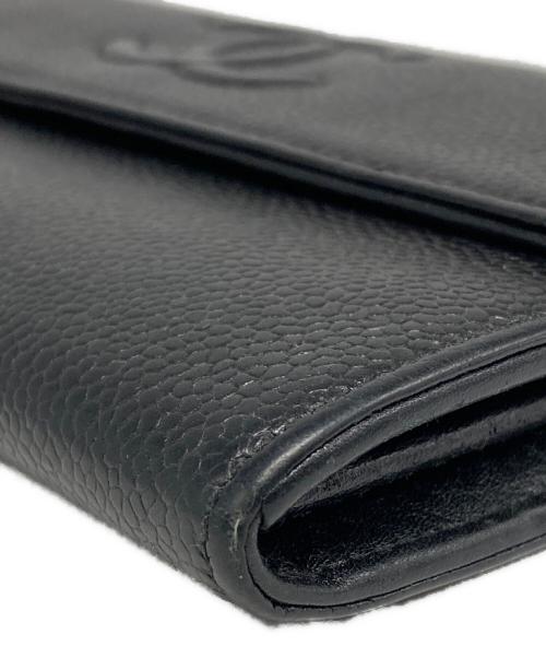 CHANEL（シャネル）CHANEL (シャネル) キャビアスキンココマーク長財布 ブラックの古着・服飾アイテム