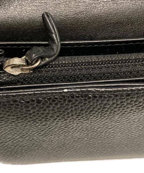 CHANEL（シャネル）CHANEL (シャネル) キャビアスキンココマーク長財布 ブラックの古着・服飾アイテム