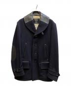 anachronormアナクロノーム）の古着「レザー切替ウールコート」｜ネイビー
