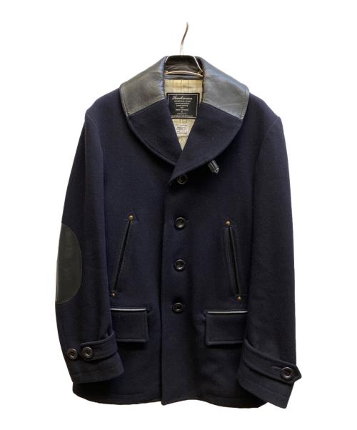 anachronorm（アナクロノーム）anachronorm (アナクロノーム) レザー切替ウールコート ネイビー サイズ:01の古着・服飾アイテム