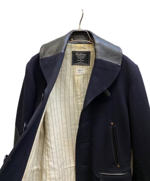 anachronorm（アナクロノーム）anachronorm (アナクロノーム) レザー切替ウールコート ネイビー サイズ:01の古着・服飾アイテム