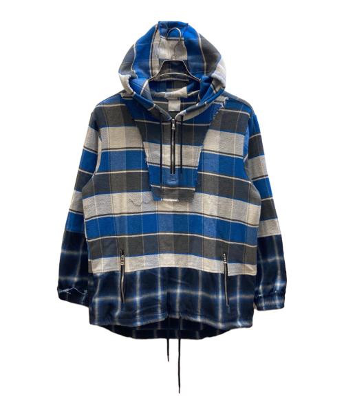 ALCHEMIST（アルケミスト）alchemist (アルケミスト) ハーフジップチェックパーカー ブルー サイズ:Sの古着・服飾アイテム