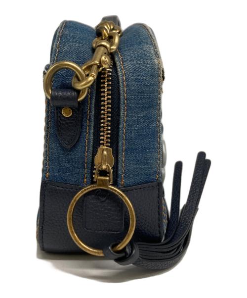 COACH（コーチ）COACH (コーチ) デニム レザー フラワーショルダーバッグ インディゴの古着・服飾アイテム