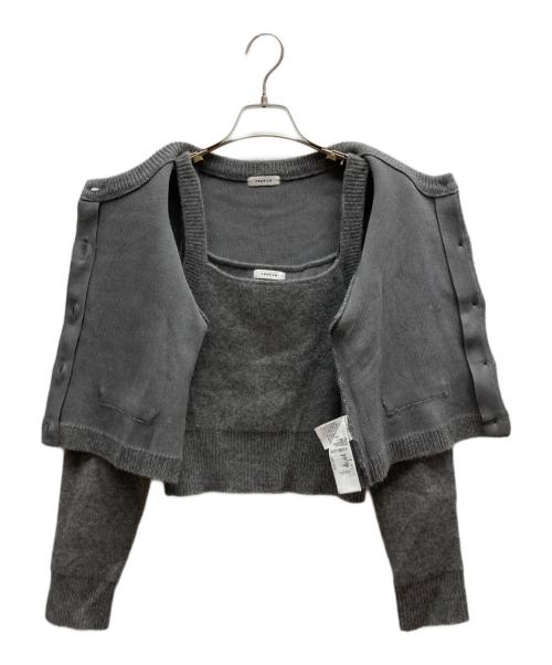 FRAY ID（フレイ アイディー）FRAY ID (フレイ アイディー) ラクーンニットセットアップ グレー サイズ:Freeの古着・服飾アイテム