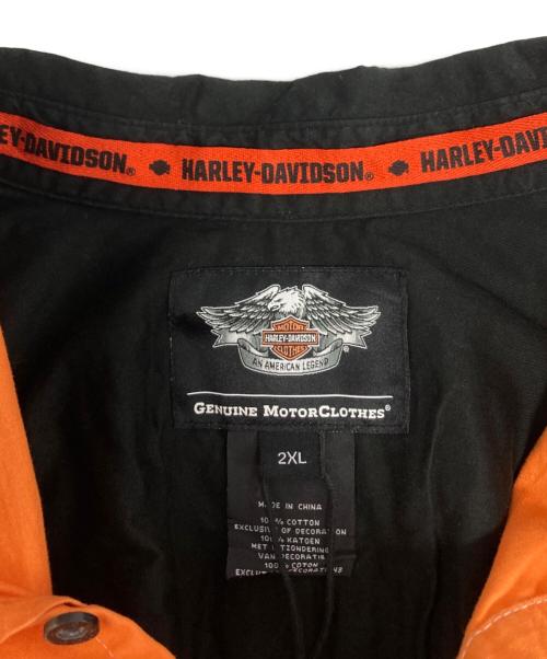 HARLEY-DAVIDSON（ハーレーダビッドソン）HARLEY-DAVIDSON (ハーレーダビッドソン) S/S刺繍ロゴシャツ オレンジ サイズ:2XLの古着・服飾アイテム