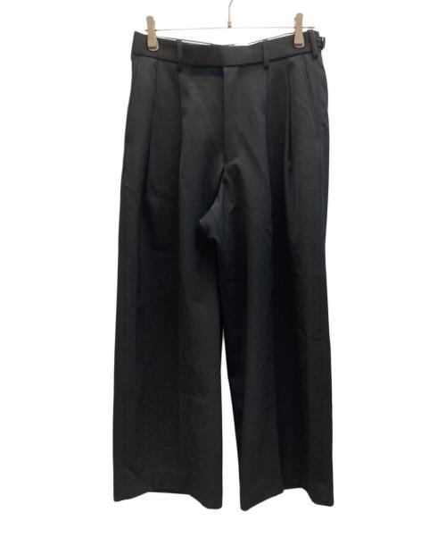 MARKA（マーカ）MARKA (マーカ) TWO TUCK BAGGY TROUSERS -2/60 WASHER WOOL GABARDINE- ブラック サイズ:1 未使用品の古着・服飾アイテム