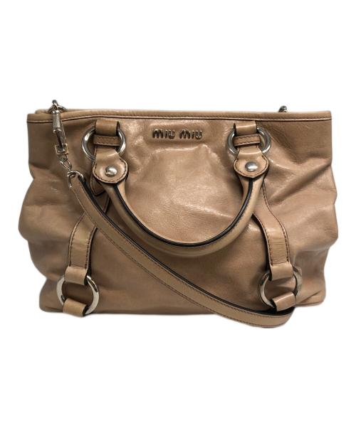 MIU MIU（ミュウミュウ）MIU MIU (ミュウミュウ) VITELLO LUX 2WAYショルダーバッグ ベージュの古着・服飾アイテム
