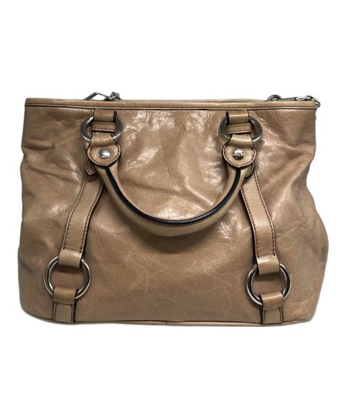 MIU MIU（ミュウミュウ）MIU MIU (ミュウミュウ) VITELLO LUX 2WAYショルダーバッグ ベージュの古着・服飾アイテム