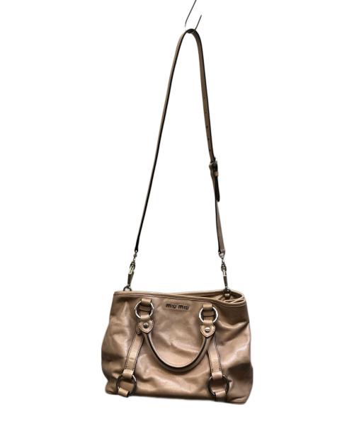 MIU MIU（ミュウミュウ）MIU MIU (ミュウミュウ) VITELLO LUX 2WAYショルダーバッグ ベージュの古着・服飾アイテム
