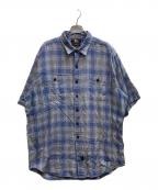RRLダブルアールエル）の古着「90s半袖チェックシャツ」｜グレー×ブルー
