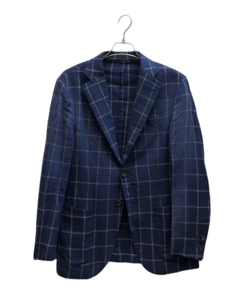 BORRELLI（ボレッリ）BORRELLI (ボレッリ) チェックテーラードジャケット ブルー サイズ:48の古着・服飾アイテム