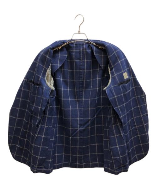 BORRELLI（ボレッリ）BORRELLI (ボレッリ) チェックテーラードジャケット ブルー サイズ:48の古着・服飾アイテム