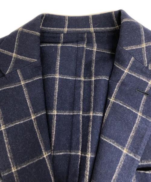 BORRELLI（ボレッリ）BORRELLI (ボレッリ) チェックテーラードジャケット ブルー サイズ:48の古着・服飾アイテム