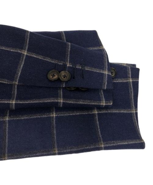 BORRELLI（ボレッリ）BORRELLI (ボレッリ) チェックテーラードジャケット ブルー サイズ:48の古着・服飾アイテム