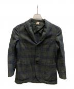 BORRELLIボレッリ）の古着「ウールチェックテーラードジャケット」｜グリーン