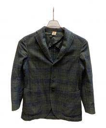 BORRELLI（ボレッリ）の古着「ウールチェックテーラードジャケット」｜グリーン