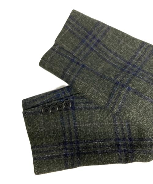 BORRELLI（ボレッリ）BORRELLI (ボレッリ) ウールチェックテーラードジャケット グリーン サイズ:48の古着・服飾アイテム