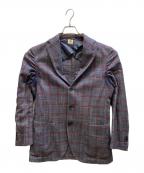 BORRELLIボレッリ）の古着「ウールチェックテーラードジャケット」｜ブルー