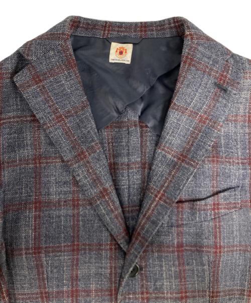 BORRELLI（ボレッリ）BORRELLI (ボレッリ) ウールチェックテーラードジャケット ブルー サイズ:48の古着・服飾アイテム