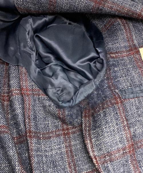 BORRELLI（ボレッリ）BORRELLI (ボレッリ) ウールチェックテーラードジャケット ブルー サイズ:48の古着・服飾アイテム
