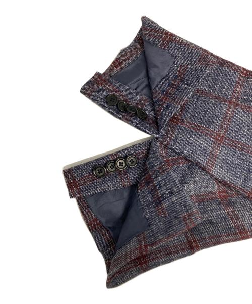 BORRELLI（ボレッリ）BORRELLI (ボレッリ) ウールチェックテーラードジャケット ブルー サイズ:48の古着・服飾アイテム