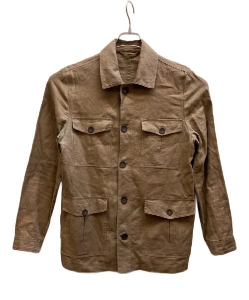 LUIGI BORRELLI（ルイジボレッリ）LUIGI BORRELLI (ルイジボレッリ) リネンジャケット ブラウン サイズ:48の古着・服飾アイテム