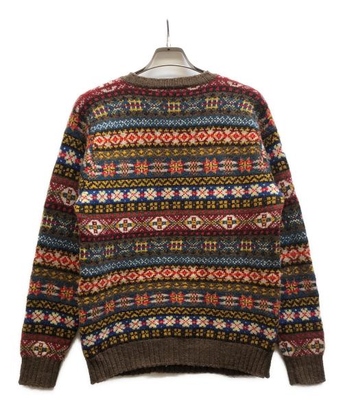 JAMIESONS（ジャミーソンズ）JAMIESONS (ジャミーソンズ) 総柄ニット ブラウン サイズ:記載なしの古着・服飾アイテム