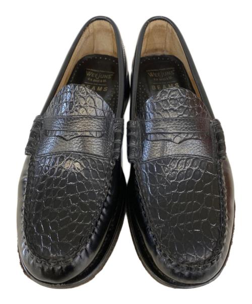 G.H.BASS&CO.（ジー・エイチ・バス・コー）G.H.BASS&CO. (ジー・エイチ・バス・コー) BEAMS (ビームス) 別注 型押しコインローファー ブラック サイズ:US 8の古着・服飾アイテム