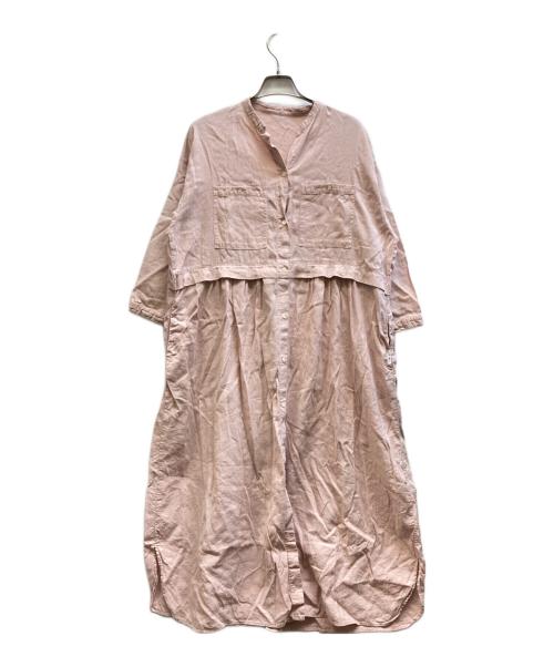 nest Robe（ネストローブ）nest Robe (ネストローブ) リネン混スキッパーシャツワンピース/01233-1405 ピンク サイズ:Fの古着・服飾アイテム