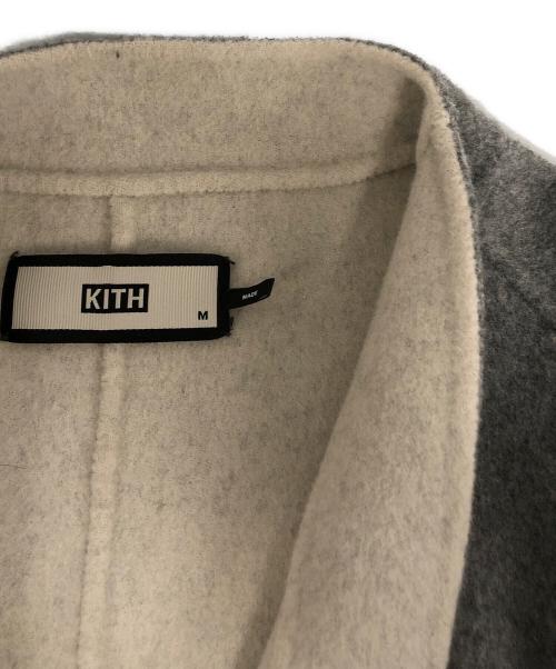 KITH（キス）KITH (キス) ノーカラー ウール ロングコート グレー サイズ:Mの古着・服飾アイテム