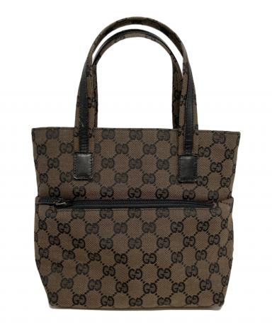 中古・古着通販】GUCCI (グッチ) キャンバスミニハンドバッグ ブラウン