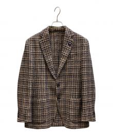 LARDINI（ラルディーニ）の古着「ウールコットンテーラードジャケット」｜ネイビー×ベージュ