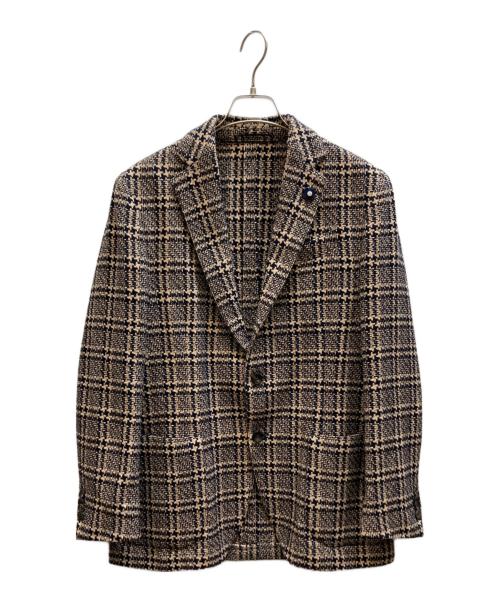 LARDINI（ラルディーニ）LARDINI (ラルディーニ) ウールコットンテーラードジャケット ネイビー×ベージュ サイズ:48の古着・服飾アイテム