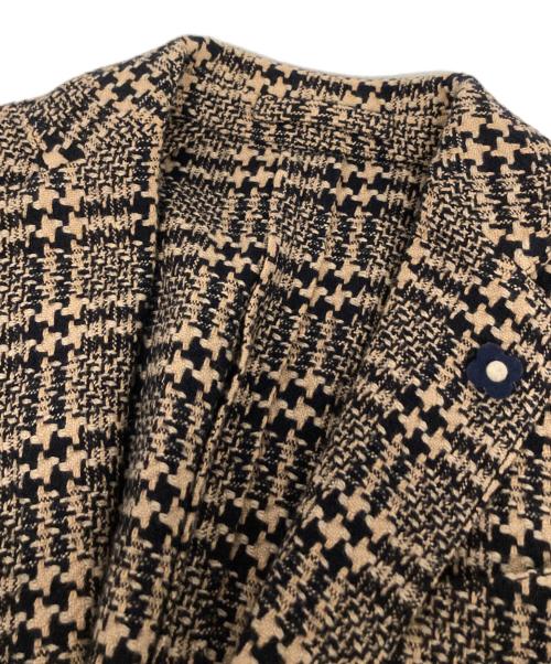 LARDINI（ラルディーニ）LARDINI (ラルディーニ) ウールコットンテーラードジャケット ネイビー×ベージュ サイズ:48の古着・服飾アイテム