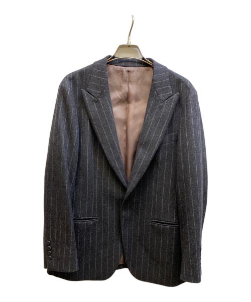 HIDEAKI SAITO（ヒデアキ サイトウ）HIDEAKI SAITO (ヒデアキ サイトウ) ストライプテーラードジャケット グレー サイズ:記載なしの古着・服飾アイテム