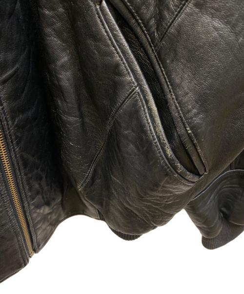 pellepelle（ペレペレ）pellepelle (ペレペレ) バック刺繍レザーブルゾン ブラック サイズ:48の古着・服飾アイテム