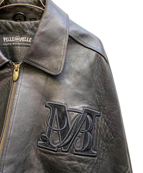 pellepelle（ペレペレ）pellepelle (ペレペレ) バック刺繍レザーブルゾン ブラック サイズ:48の古着・服飾アイテム