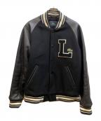 LACOSTEラコステ）の古着「レザー切替スタジャン」｜ブラック