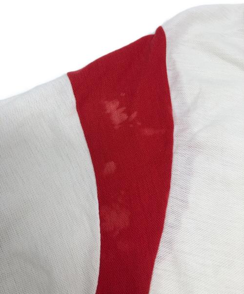 Champion（チャンピオン）Champion (チャンピオン) バータグ後期 ダンネックシャツ ホワイト×レッド サイズ:Lの古着・服飾アイテム