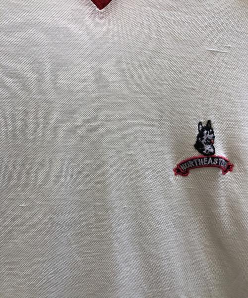 Champion（チャンピオン）Champion (チャンピオン) バータグ後期 ダンネックシャツ ホワイト×レッド サイズ:Lの古着・服飾アイテム