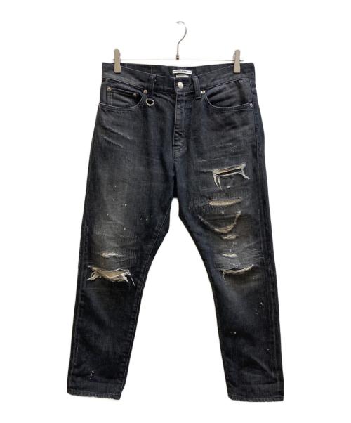 uniform experiment（ユニフォームエクスペリメント）uniform experiment (ユニフォームエクスペリメント) DAMAGED DENIM TAPERED-FIT JEANS グレー サイズ:1の古着・服飾アイテム